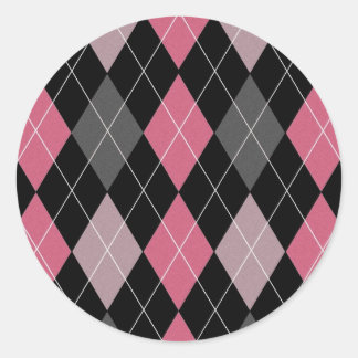 Sticker Rond Jacquard rose, gris et noir