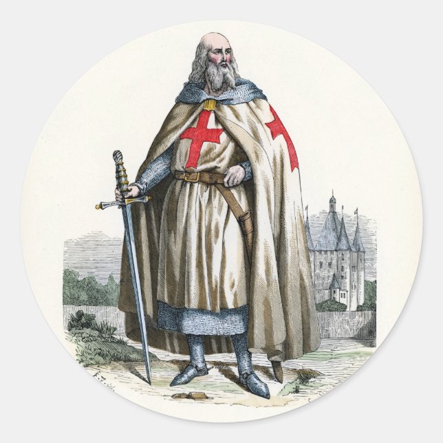 Sticker Rond Jacques de Molay - Templier de Chevalier (Devant)