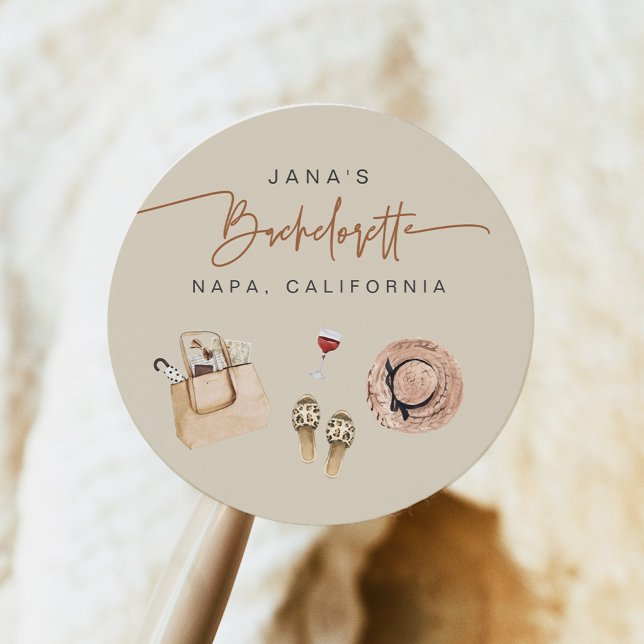 Sticker Rond JADE Bohemian Napa Vin Pays Bachelorette (Créateur téléchargé)