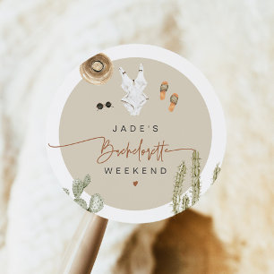 Sticker Rond JADE Boho Desert Cactus Scottsdale Avant le Voile