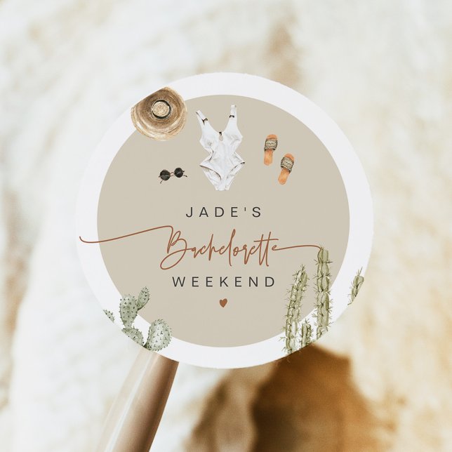 Sticker Rond JADE Boho Desert Cactus Scottsdale Avant le Voile (Créateur téléchargé)