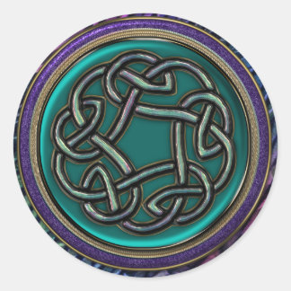 Sticker Rond Jade Green Metal Celtic Knot