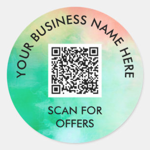 Sticker Rond Jade Peach Scan For Offres Nom commercial QR Code