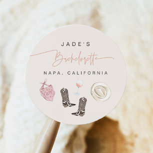 Sticker Rond JADE Wine Cowgirl Pays Bachelorette Itinéraire