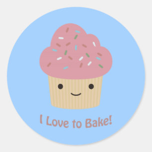 Sticker Rond J'adore Bake ! Cute Cupcake