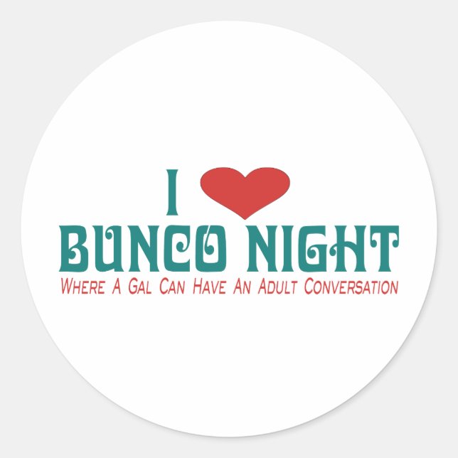 Sticker Rond j'adore bunco night (Devant)
