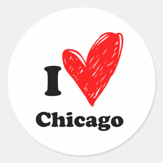 Sticker Rond J'adore Chicago  (Devant)