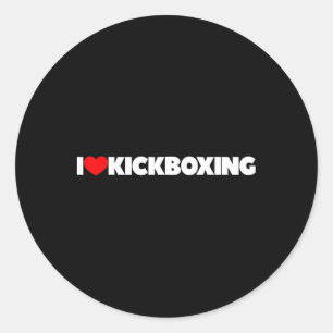 Sticker Rond J'adore (cœur) le kickboxing