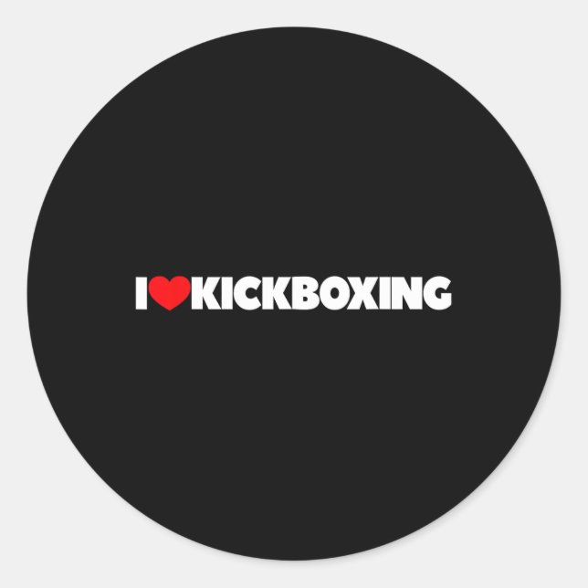 Sticker Rond J'adore (cœur) le kickboxing  (Devant)