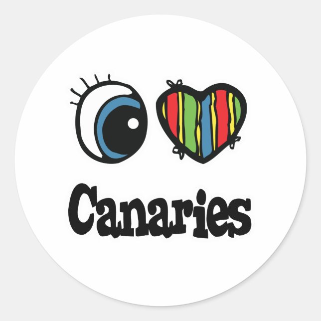 Sticker Rond J'adore (Cœur) les Canaris (Devant)