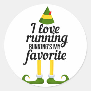 Sticker Rond J'adore Courir, Courir Est Mon Noël Drôle Préféré
