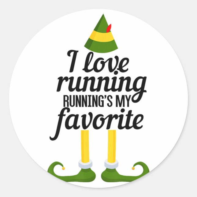 Sticker Rond J'adore Courir, Courir Est Mon Noël Drôle Préféré (Devant)