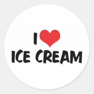 Sticker Rond J'adore Crème de glace du coeur