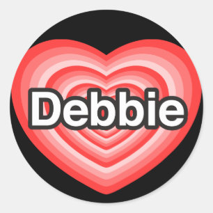 Sticker Rond J'adore Debbie. Je t'aime Debbie. Cœur