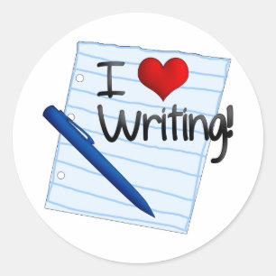 Sticker Rond J'adore écrire