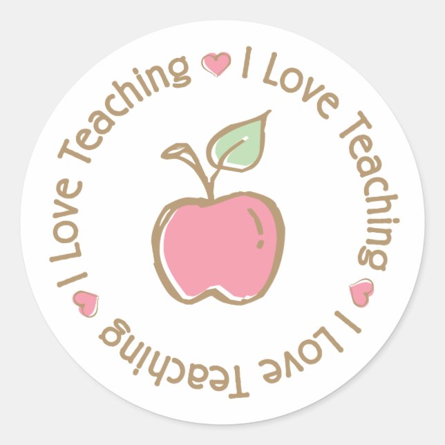 Sticker Rond J'adore enseigner la pomme (Devant)