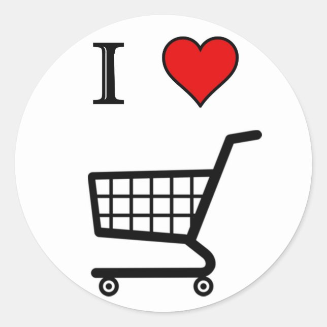 STICKER ROND J'ADORE FAIRE DU SHOPPING (Devant)