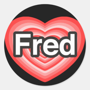 Sticker Rond J'adore Fred. Je t'aime Fred. Cœur