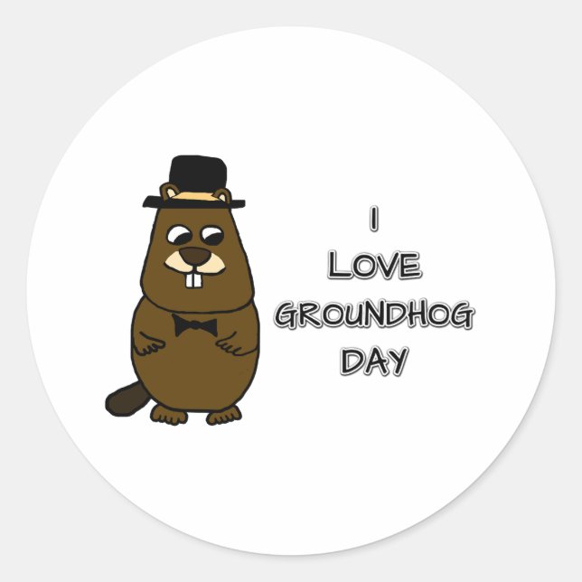 Sticker Rond J'adore Groundhog Day (Devant)