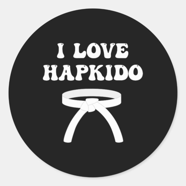Sticker Rond J'adore Hapkido Boxe Asiatique Jiujitsu Kickboxing (Devant)
