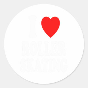 Sticker Rond J'adore (j'aime) le patin à roulettes Der 
