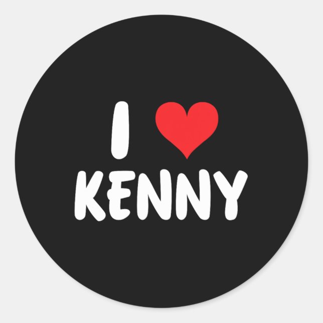 Sticker Rond J'adore Kenny - Cœur - Nom  (Devant)