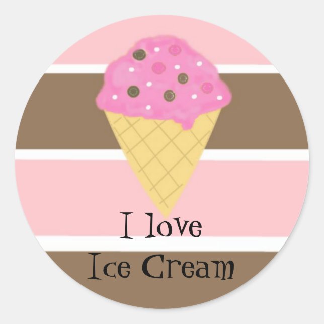 Sticker Rond J'adore la glace (Devant)