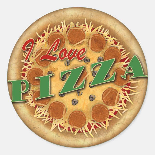 Sticker Rond J'adore la pizza (Devant)