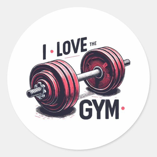 Sticker Rond J'adore la salle de sport (Devant)