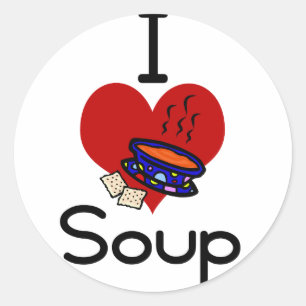 Sticker Rond J'adore la soupe de coeur