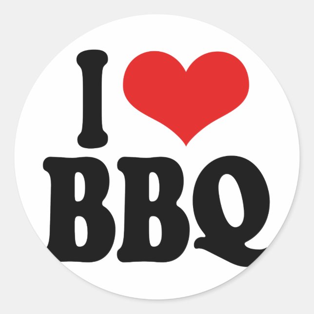 Sticker Rond J'adore le barbecue (Devant)