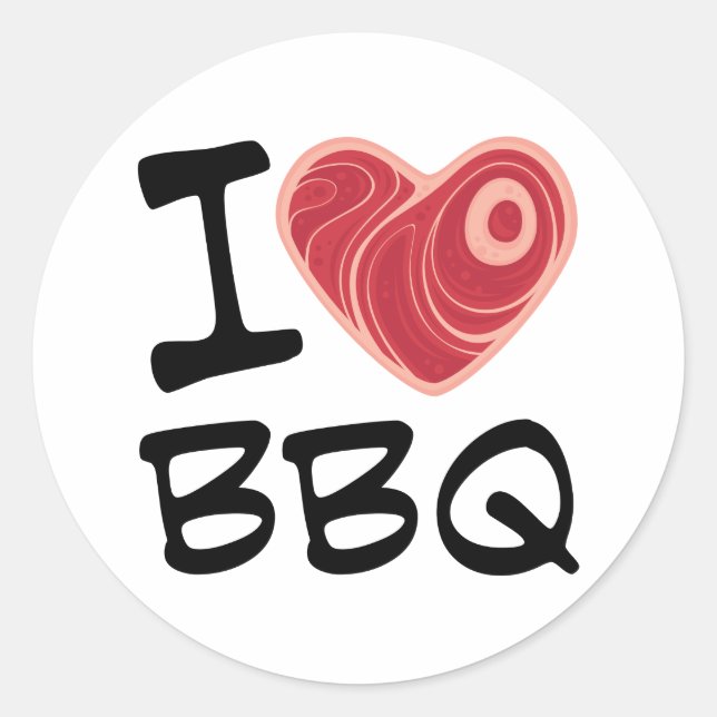 Sticker Rond J'adore le barbecue (Devant)
