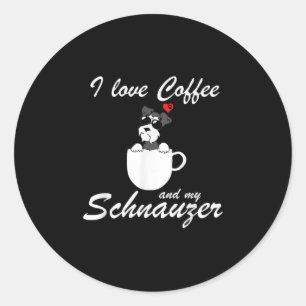 Sticker Rond j'adore le café et mes amoureux de les chiens schn