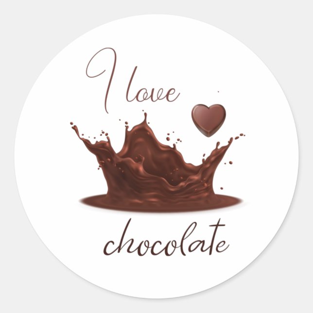 Sticker Rond J'adore le chocolat, drôle de journée de chocolat  (Devant)