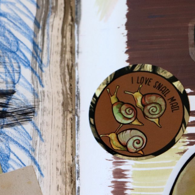 Sticker Rond J'adore le courrier des escargots (Créateur téléchargé)