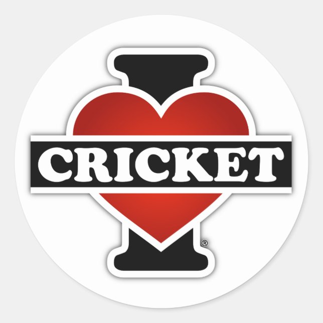 Sticker Rond J'adore le cricket (Devant)