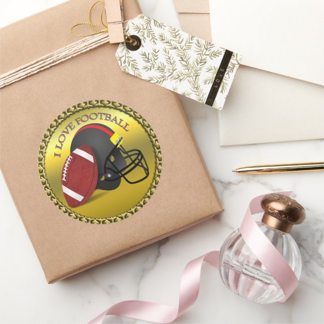 Sticker Rond J'adore le football moderne élégant et tendance (Cadeaux)