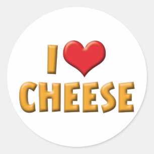 Sticker Rond J'adore le fromage à coeur - Amoureux des produits
