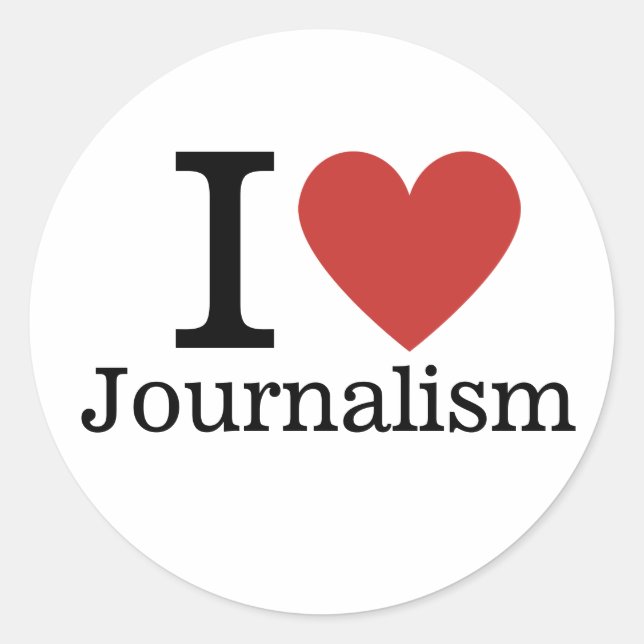 Sticker Rond J'adore le journalisme pour les étudiants/enseigna (Devant)