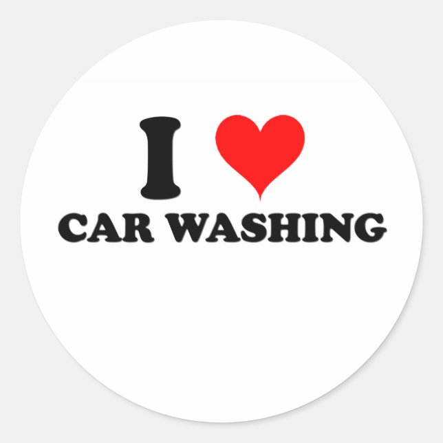 Sticker Rond J'Adore Le Lavage De Voiture (Devant)