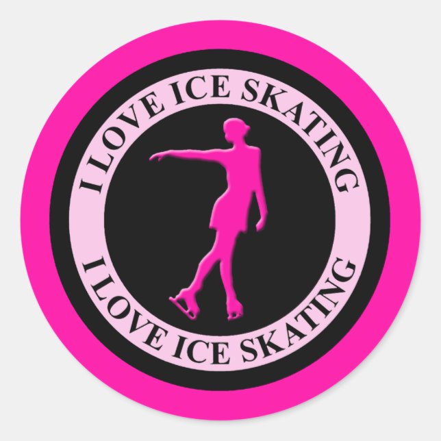 STICKER ROND J'ADORE LE PATINAGE GLACE (Devant)