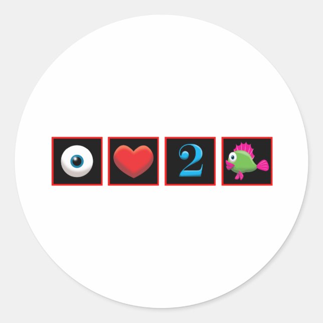 STICKER ROND J'ADORE LE POISSON (Devant)