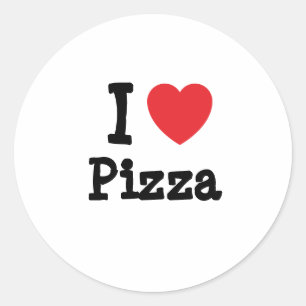 Sticker Rond J'adore le T-shirt de Pizza heart