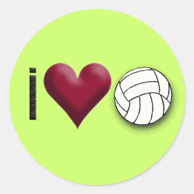 Sticker Rond j'adore le volley-ball (Devant)