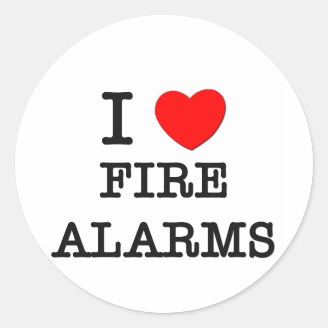 Sticker Rond J'adore les alarmes incendie (Devant)
