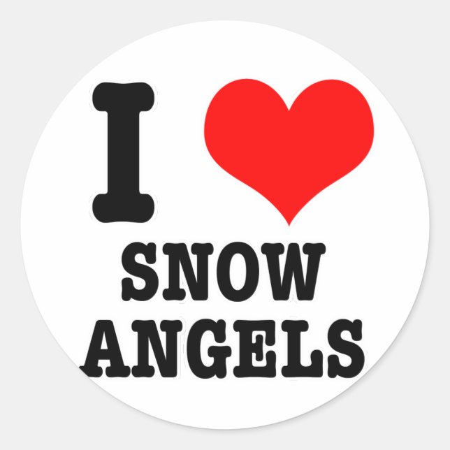 Sticker Rond J'ADORE les anges de neige (Devant)