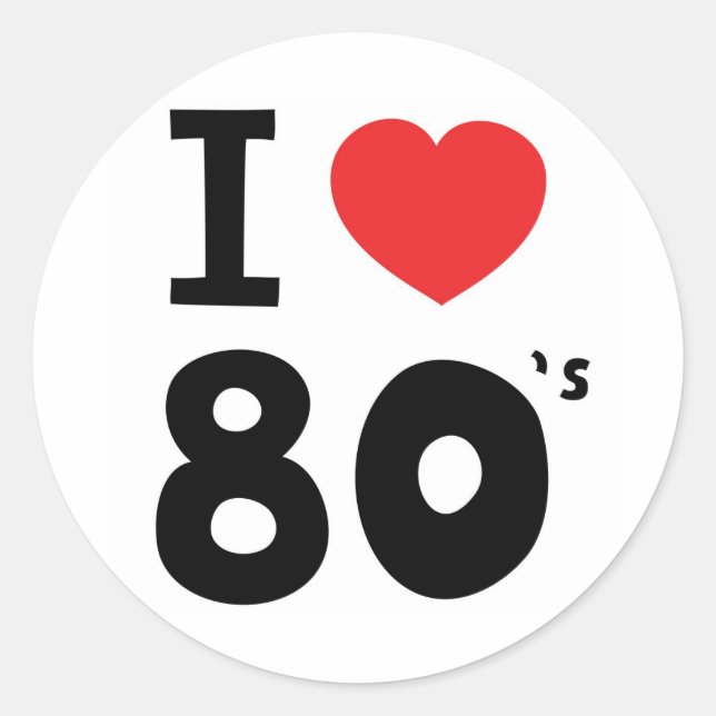 Sticker Rond J'adore les années 80 (Devant)