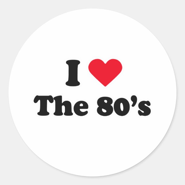 Sticker Rond J'adore les années 80 (Devant)