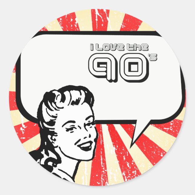 STICKER ROND J'ADORE LES ANNÉES 90 (Devant)