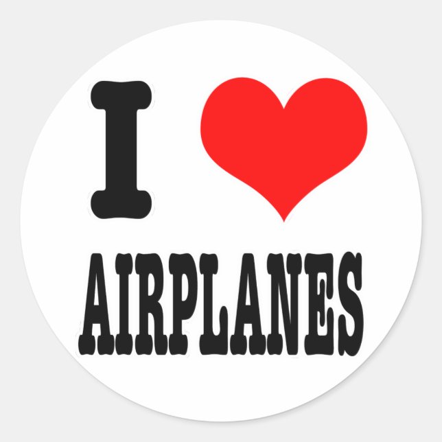 STICKER ROND J'ADORE LES AVIONS (Devant)